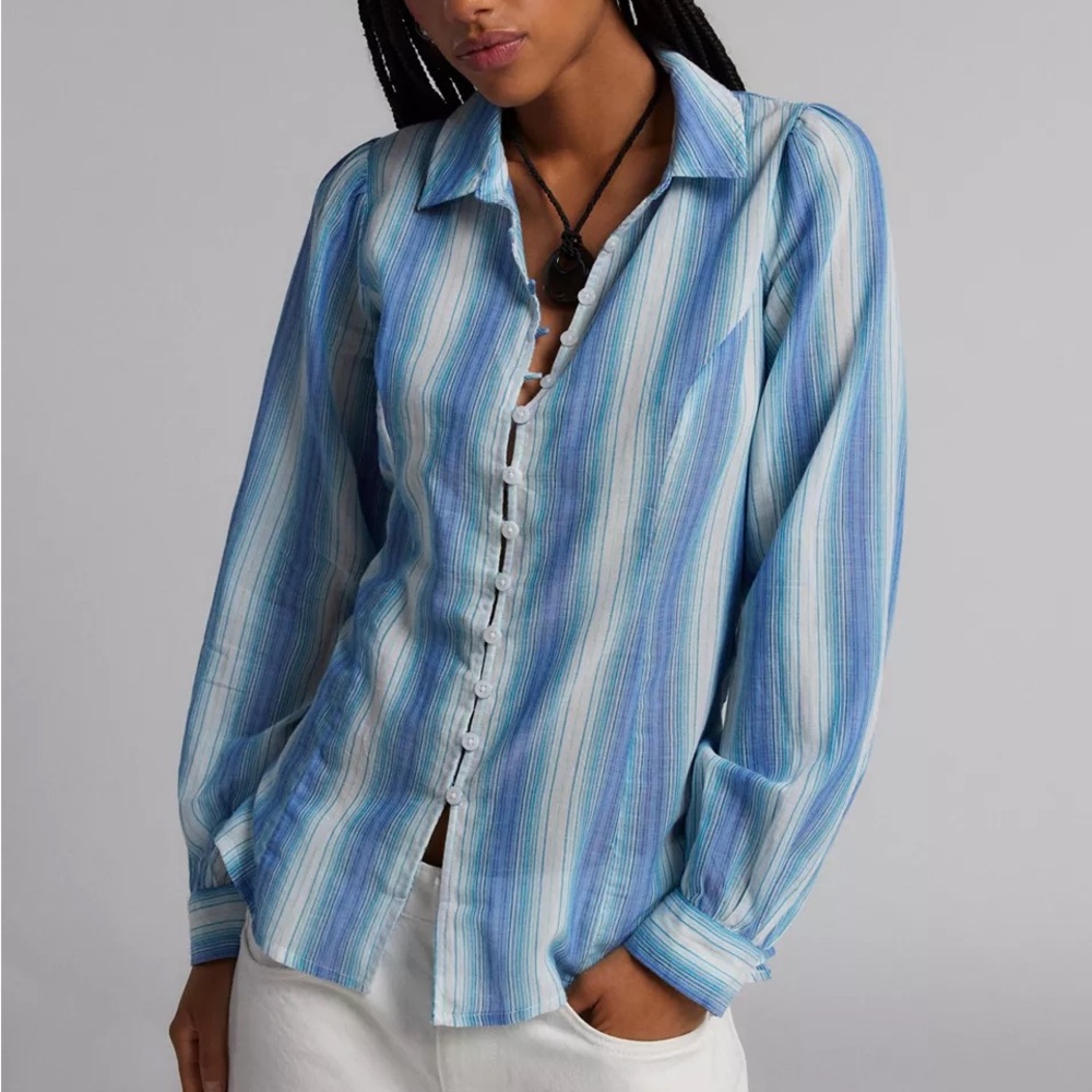 BDG Maddison Breezy Tie-Back Shirt NWT Size XS - Blue Multi